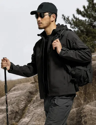 Miniatura 5 de FREE SOLDIER Men's Softshell Hiking Jacket Waterproof Hooded Tactical Hunting Jacket