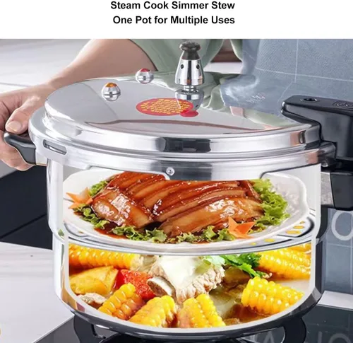 Miniatura 7 de Luqeeg Olla a presión de aluminio, olla a presión con calor rápidamente, distribución uniforme del calor, estufa de inducción y doble uso abierto