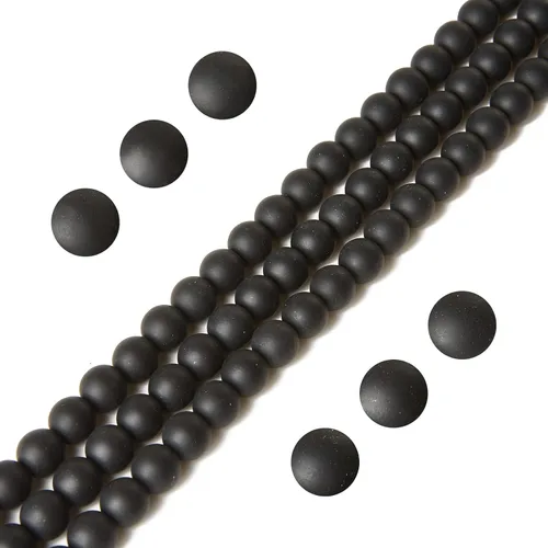 100 unidades de cuentas naturales de 6 mm de color negro mate, cuentas de piedras preciosas naturales, cuentas sueltas redondas para hacer joyas