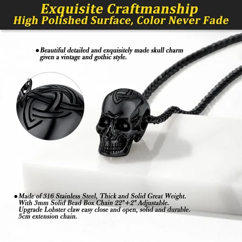 Miniatura 4 de Bestyle Collar con colgante de calaveralobo, cadena gótica para hombres y niños, gran estilo novedoso, joyería de declaración para fiesta casual