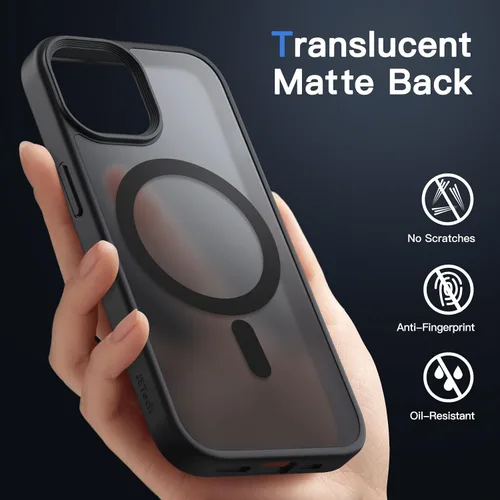 Miniatura 4 de JETech Funda magnética para iPhone 15 de 6.1 pulgadas, compatible con MagSafe, translúcida mate, delgada, a prueba de golpes, color negro