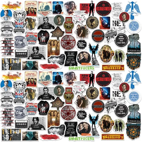 Supernatural - Paquete variado de calcomanías de vinilo de 100 quilates, tamaño grande, troqueladas, para laptop, botella de agua, álbumes de