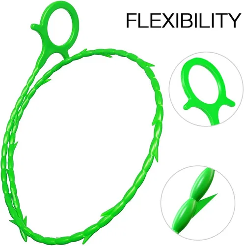 Miniatura 5 de 5 en 1 compatible con drenaje de pelo de serpiente con 5 paquetes de herramienta de limpieza para eliminar obstrucciones (verde)