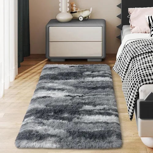 Miniatura 60 de Alfombras suaves para pasillos de dormitorio, nuevas, con parte inferior antideslizante mejorada, de 2 x 3, alfombra esponjosa y peluda verde