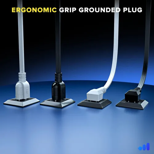 Miniatura 2 de Maximm Cable de extensión de 15 pies, calibre 16, enchufe plano pequeño y diseño de cable plano que ahorra espacio, 125 V, 13 A, 1625 W, 3 clavijas