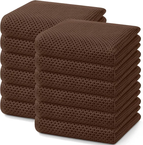 Miniatura 276 de Homaxy Paños de cocina de 100% algodón con tejido de gofre, ultra suaves, absorbentes, de secado rápido, 12 x 12 pulgadas, paquete de 6, amarillo