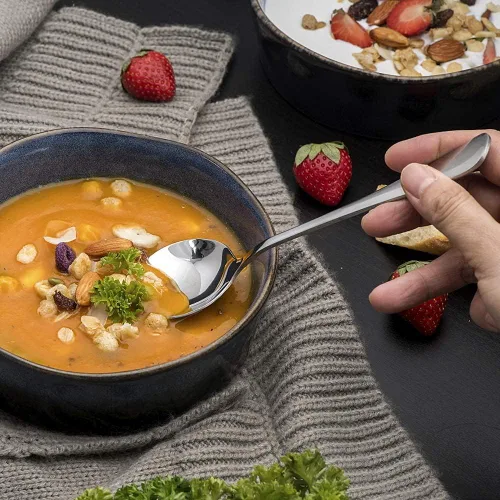Miniatura 4 de Cucharas de sopa, 8 piezas de cucharas de acero inoxidable de alta calidad, cucharas redondas de peso pesado