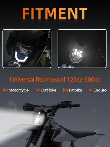 Miniatura 2 de JFG RACING - Kit de faro delantero LED universal para la mayoría de motocicletas, motocross, enduros, minimotos, supermotos CR CRF XR YZ YZF XC XCF