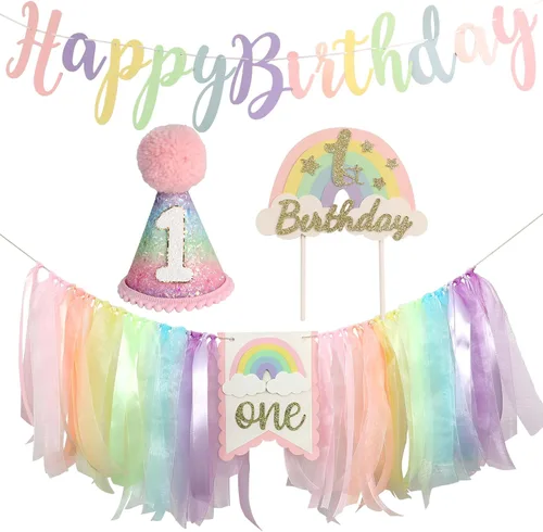 Miniatura 25 de Banner de Silla Alta con Margaritas Bohemias Primer Cumpleaños Niña Para Decoraciones de Primera Fiesta Conjunto Con Adorno de Pastel Hecho a Mano