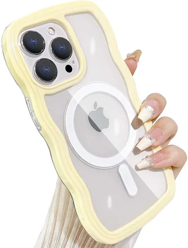 Miniatura 30 de Yeddabox Magsafe - Funda compatible con iPhone 13, diseño de ondas, lindo marco de colores de caramelo con ondas de agua, a prueba de golpes