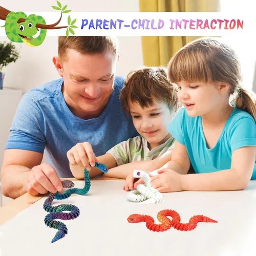 Miniatura 3 de uyrzwek 4 Piezas Juguetes de Serpiente Impresos en 3D de 12 pulgadas, Animales Impresos en 3D, Artículos Flexibles de Serpiente Impresos en 3D