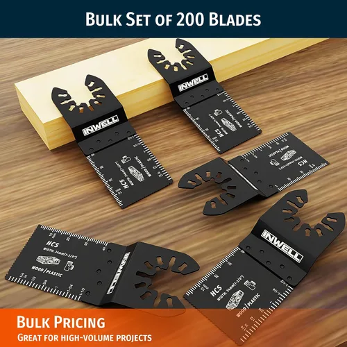 Miniatura 7 de 200 hojas de sierra oscilantes, de acero de alto carbono, multiherramienta de liberación rápida para madera y plástico, compatibles con DeWalt