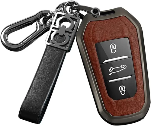 Miniatura 14 de ontto Funda inteligente para llave de coche con llavero para Peugeot 508/2008/3008/5008, Negro
