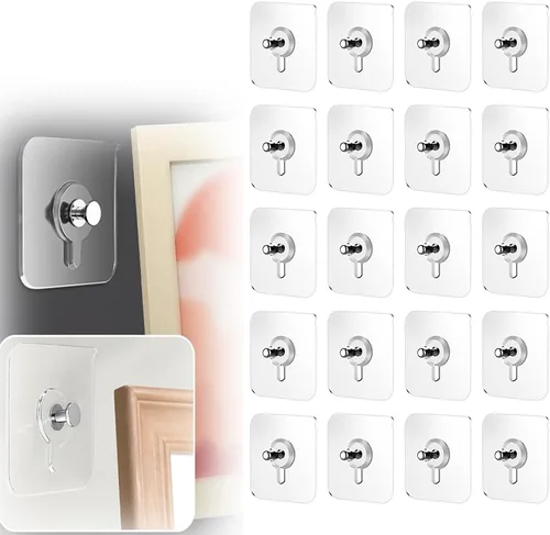 Miniatura 23 de Ganchos adhesivos sin taladros, colgadores de fotos mejorados sin clavos, ganchos adhesivos de montaje en pared para colgar, ganchos de pared sin