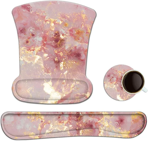 Miniatura 12 de AIMSA Reposamuñecas para teclado y alfombrilla para mouse con soporte para muñeca, base de goma antideslizante ergonómica de espuma viscoelástica