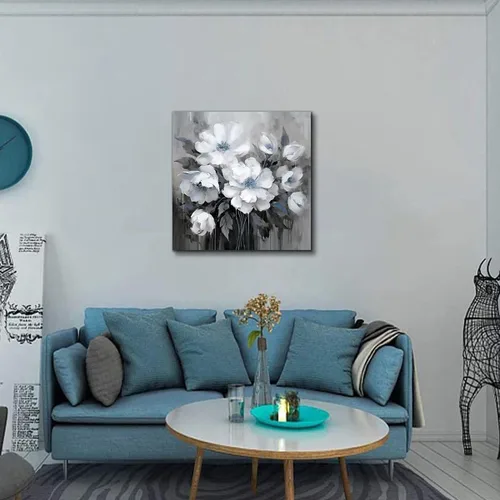 Miniatura 5 de Lienzo decorativo para pared, decoración de pared de baño, paisaje para sala de estar, dormitorio, oficina, decoración de pared de flores azules