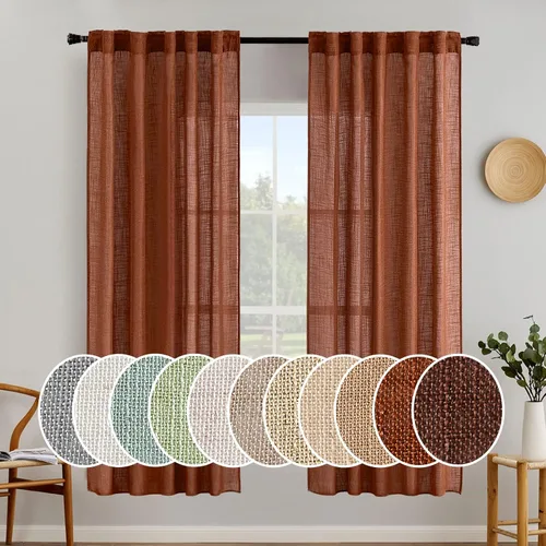 Miniatura 118 de MIULEE Cortinas de lino blanco de 108 pulgadas de largo para dormitorio, sala de estar, cortinas de ventana con textura de lino suave y grueso, Lino