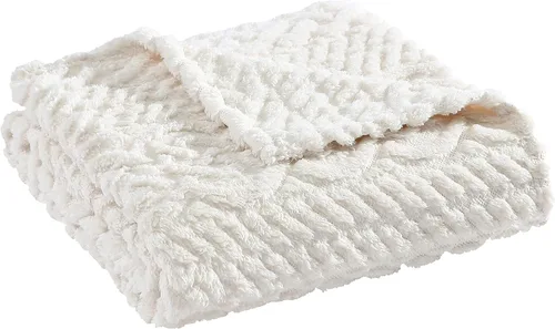 Miniatura 12 de Nautica - Manta de punto trenzado, suave ropa de cama Sherpa de punto trenzado, acogedora decoración del hogar para cama o sofá