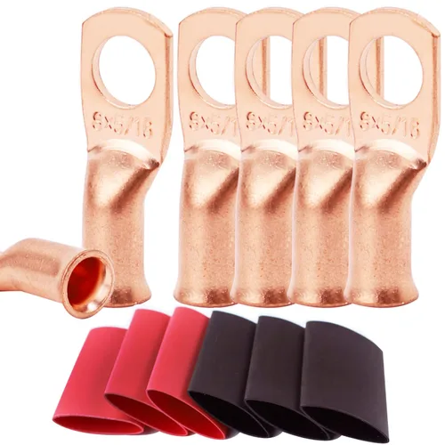 Miniatura 27 de TKDMR - Kit de 264 piezas de extremos de cable de batería, 132 piezas de terminales de anillo de lengüetas de cable de cobre resistentes AWG 8 6 4 2