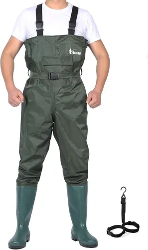 wader con botas impermeable para pesca y caza de nailon 2-Ply/PVC 9-13
