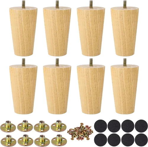 Miniatura 9 de uxcell Patas de madera para muebles, patas de sofá de 2 pulgadas, patas redondas de madera maciza, patas de sofá de color madera, patas de repuesto