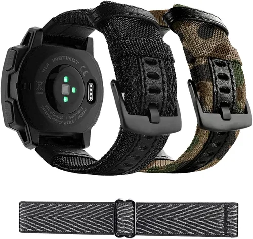 Abanen Correas de reloj de nailon estilo militar de 0.866 in para Garmin Instinct 3 1.772 in/Instinct 2 Solar, tela tejida duradera correa para
