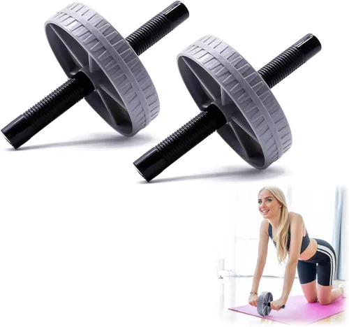 Miniatura 8 de Rueda de rodillo abdominal, rueda de fitness, rodillo de entrenamiento abdominal, equipo de entrenamiento abdominal para entrenamiento de fuerza Gris