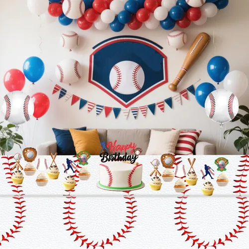 Miniatura 3 de Oigco Decoraciones para fiestas de béisbol, paquete de 4, manteles de plástico desechables para juegos y fiestas de cumpleaños, 54 x 108 pulgadas