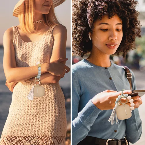 Miniatura 7 de KOUJAON Funda compatible con AirPods 4, funda protectora de silicona suave con llavero de pulsera, compatible con auriculares inalámbricos Apple Té