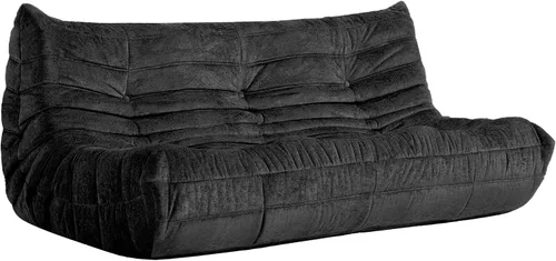 Miniatura 36 de Puf para adultos, silla puf grande, sillón con relleno de espuma viscoelástica para el hogar, apartamento o sala de juegos, gris afelpado Felpa gris