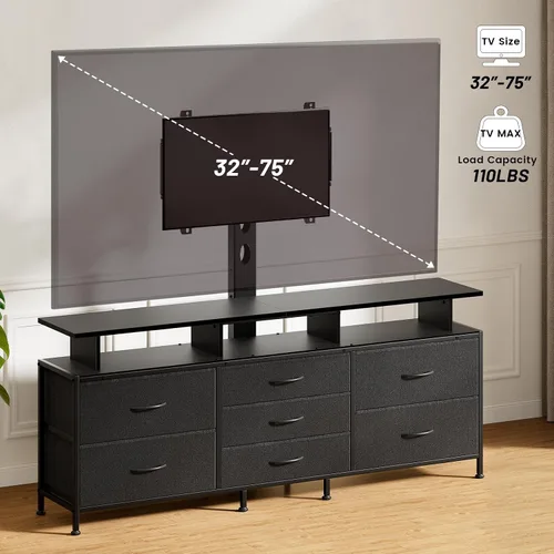 Miniatura 6 de REAHOME Soporte de TV con Soporte, Centro de Entretenimiento de 63" para Televisores de 32/45/55/60/65/70 pulgadas, Mesa Consola Multimedia con 7