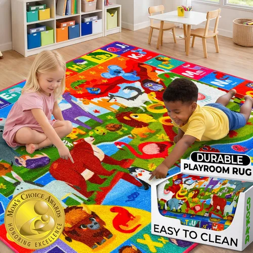 Miniatura 11 de QUOKKA Alfombra Pequeña de Océano para Aula para Niños - Alfombras ABC de 60x41 para Sala de Juegos - Alfombra de Área de Aprendizaje del Alfabeto