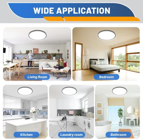 Miniatura 7 de Allsmartlife - Juego de 2 lámparas de techo empotradas, lámpara de techo LED redonda regulable CCT 3000K/4000K/6500K, lámparas de 24W de 12 pulgadas