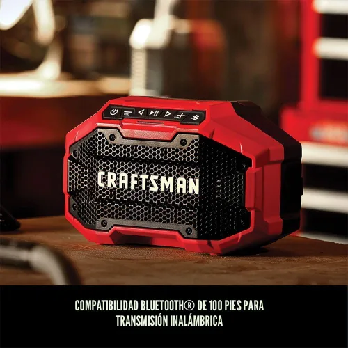 Miniatura 5 de CRAFTSMAN V20 Altavoz Bluetooth Portátil Inalámbrico, Solo Herramienta (CMCR001B), Rojo