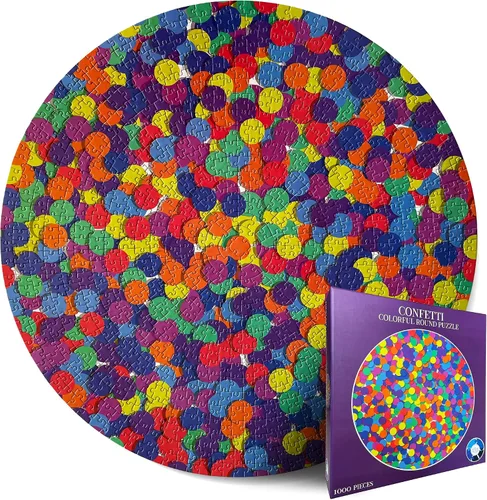 Rompecabezas para adultos de 1000 piezas, rompecabezas duros para adultos y niños, rompecabezas redondos coloridos de arco iris únicos para adultos,