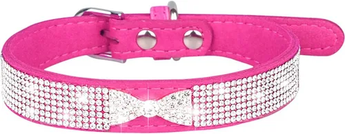Miniatura 26 de Lindo collar para perro con diamantes de imitación brillantes, elegante collar de cristal diamante con purpurina bonita joya suave collares