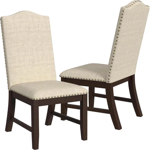 Miniatura 31 de Homepop Silla de comedor con detalles festoneados, sillas de comedor Parsons tapizadas, muebles decorativos para el hogar, tejido gris claro