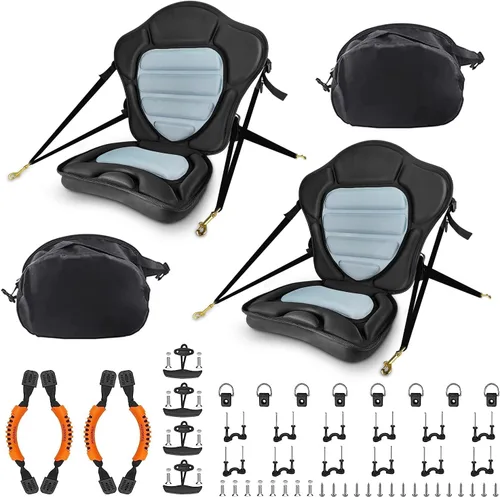 Miniatura 9 de HLOGREE Asientos de kayak: 1/2 pieza, cojín acolchado grueso con soporte de respaldo, compatible con canoa y Ocean Sup