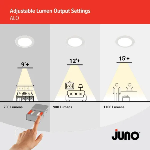 Miniatura 5 de Juno Luces LED empotrables redondas de 4 pulgadas, luz descendente de oblea deflectora, temperatura de color blanco conmutable 5 en 1, brillo