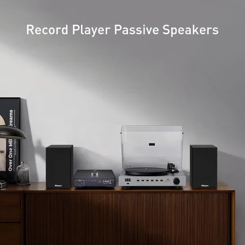 Miniatura 5 de Elimavi Altavoces pasivos para estantería, diseño de 2 vías con woofer de 4 pulgadas y tweeter de cuerno de seda de 1 pulgada, graves de 60 Hz