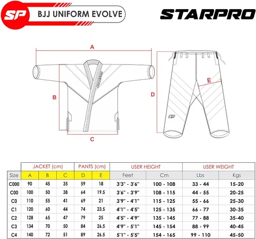Miniatura 2 de Starpro Evolve Kids Preshrunk Jiu Jitsu Gi, BJJ Gi Men Many Sizes & Colors Junior BJJ Gi, Brazilian Jiu Jitsu Gi