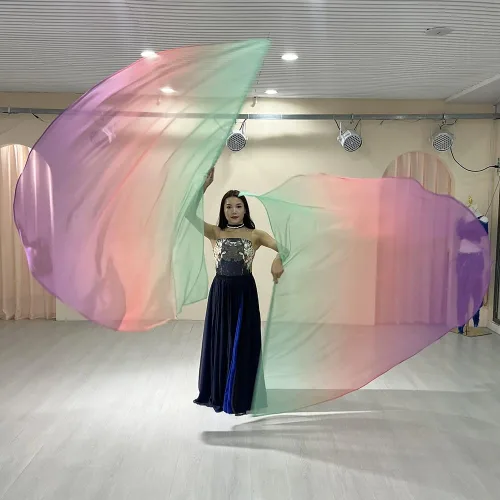 Miniatura 8 de 2 juegos de banderas de danza metálicas semicirculares con forma de alas de ángel de adoración de 55 x 78 pulgadas con varillas escalables