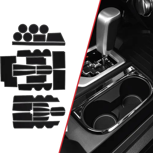 Miniatura 30 de CupHolderHero Compatible con accesorios Toyota Tundra 2014-2021 - Insertos de portavasos antideslizantes antipolvo, tapetes para consola central