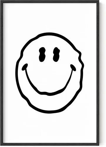Miniatura 21 de HAUS AND HUES Impresión artística de sonrisas ácidas negras - Individual - 12x16 Smileys negros