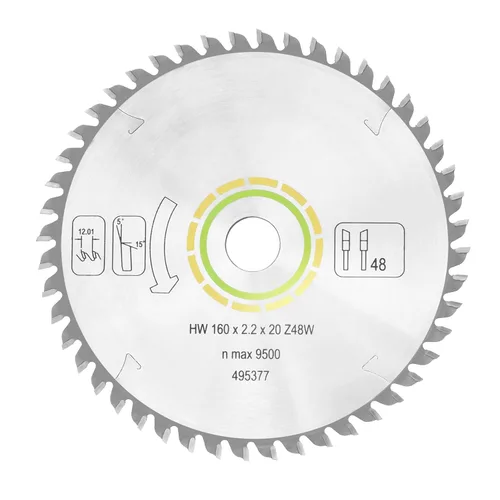 495377 491952 para sierra de pista festool 6.299 in (6 1/4"), 0.087 in, 0.787 in, 48T, ATB apto para festool TS 55, TSC 55, ATF 55 E, HK 55, HKC 55