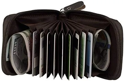 Miniatura 5 de Noedy RFID bloqueo de tarjetas de crédito titulares caso organizador cuero genuino cremallera alrededor de la cartera de seguridad, Gris, Mujeres