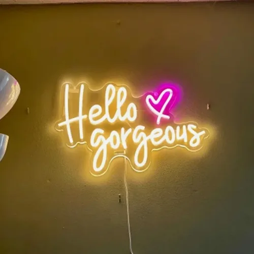 Miniatura 14 de Letrero de neón LED con texto en inglés «Hello Gorgeous LED», luz nocturna de neón para pared, fiesta de cumpleaños, boda, bar, club, decoración