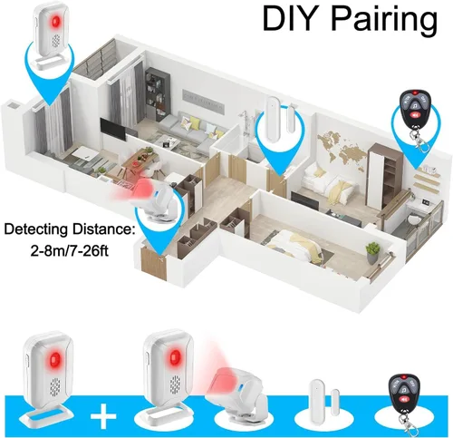 Miniatura 6 de GREENCYCLE Timbre con sensor de puerta, alarma con detector de movimiento, timbres de puerta comerciales para entrada de negocios, alerta