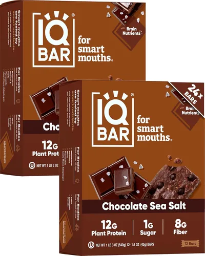 Miniatura 32 de IQBAR - Barras de proteínas para el cerebro y el cuerpo a base de plantas - Banana y nuez - 24 unidades - Keto, veganas, bajas en carbohidratos