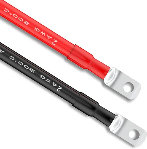 Miniatura 4 de Cables inversores de corriente de batería paralela de 1 pie de calibre 2 AWG rojo + negro para energía solar, automóvil, RV y marina (juego)
